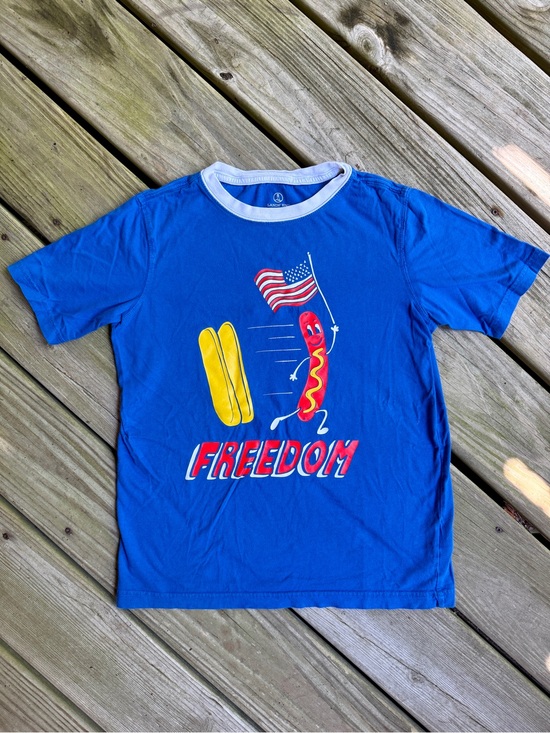 Lands' End Other - Lands' End Kids size M 10-12 Blue Graphic hotdog Freedom Tee with American Flag